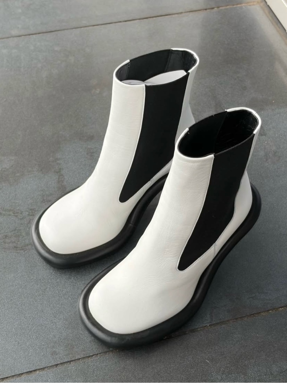 JW ANDERSON White and Black Two-Tone Chelsea Ankle Boots